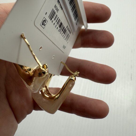 Natasha Blush Resin Gold Hoop Earrings Statement Chunky Retro Acrylic Jewelry - Picture 2 of 3